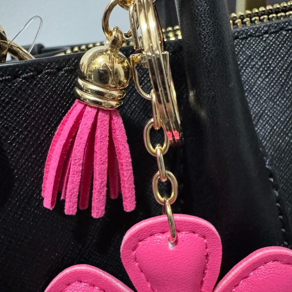 Pink Flower Bag Charm with Yellow Accent - Picture 3 of 4